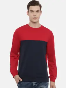 3PIN Men Red Colourblocked Sweatshirt