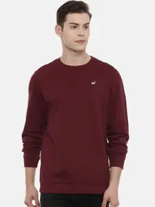 3PIN Men Maroon Solid Sweatshirt