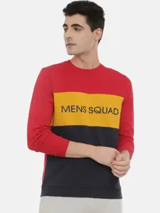 3PIN Men Red & Black Colourblocked Sweatshirt