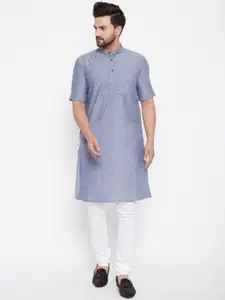 even Men Grey Woven Design Kurta