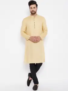 even Men Gold-Toned Solid Kurta