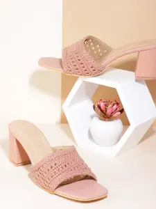 CORSICA Women Dusty Pink Woven Textured Block Heels