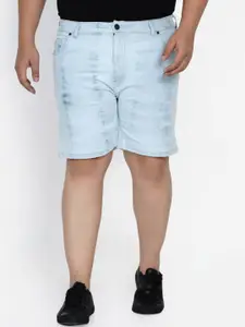 John Pride Plus Size Men Blue Mid-Rise Regular Shorts
