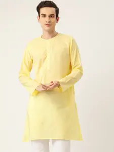 RAJUBHAI HARGOVINDAS Men Yellow Solid Pure Cotton Kurta
