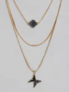 Blueberry Charcoal Grey Gold-Plated Layered Necklace
