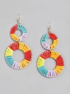 Blueberry Multicoloured Gold-Plated Handcrafted Circular Drop Earrings