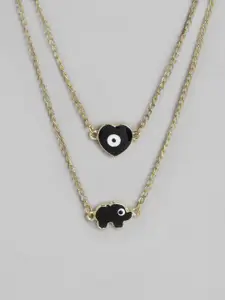 Blueberry Set of 2 Black Gold-Plated Evil Eye Enamelled Necklaces