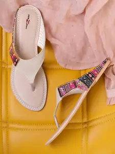 Shezone Women Cream-Coloured Open Toe Flats