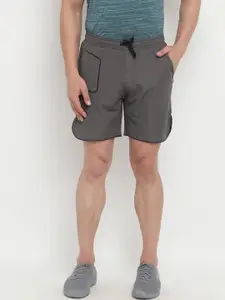 PERFKT-U Men Grey Solid Regular Fit Rapid-Dry Mid-Rise Running Sports Shorts