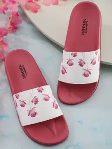 Anouk Women Pink Printed Sliders