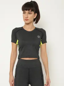 CHKOKKO Women Grey Regular Crop Top