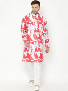 Hangup Men Red Printed Kurta with Churidar