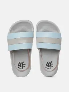 YK Girls Blue & Grey Striped Sliders