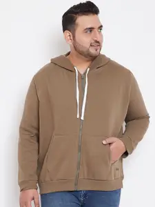 Instafab Plus Men Solid Brown Hooded Sweatshirt