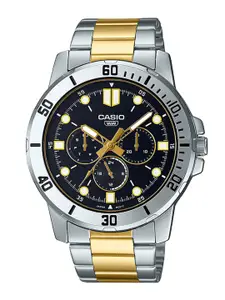 CASIO Men Black Dial & Gold-Plated Bracelet Style Straps Analogue Watch