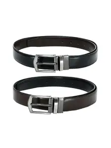 Kastner Kastner Men Pack Of 2 Black & Brown Textured Reversible Formal Belt