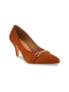 SCENTRA Tan Brown Kitten Heeled Pumps