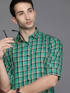 Allen Solly Men Green Slim Fit Grid Tattersall Checked Pure Cotton Casual Shirt