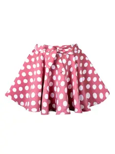 Hunny Bunny Girls Pink & White Polka Dots Print Flared Skirt