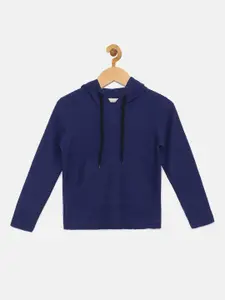 Instafab Boys Navy Blue Hooded Sweatshirt