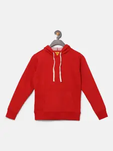 Instafab Boys Red Hooded Sweatshirt