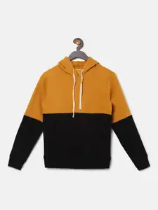 Instafab Boys Mustard & Black Colourblocked Sweatshirt