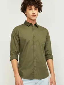 Fame Forever by Lifestyle Men Olive Green Slim Fit Casual Shirt