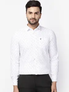 Blackberrys Men White India Slim Fit Printed Casual Shirt
