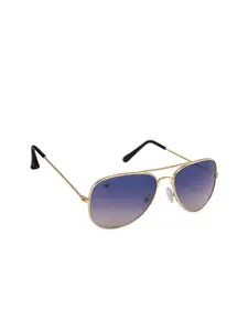 Walrus Men Blue Lens & Gold-Toned Aviator Sunglasses with UV Protected Lens