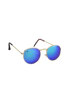 Walrus Men Blue Lens & Gold-Toned Oval Sunglasses with UV Protected Lens WSGM-RYL-II