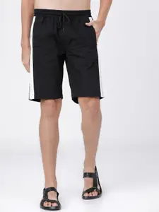 HIGHLANDER Men Black & White Colourblocked Slim Fit Mid-Rise Regular Shorts
