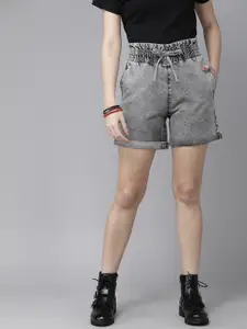 Roadster Women Grey Mid-Rise Denim Shorts