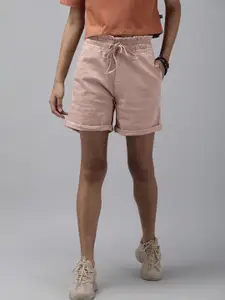Roadster Women Rose Solid Elasticated Chino Shorts