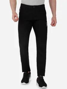 beevee Men Black Solid Narrow-Fit Pure Cotton Track Pants