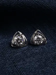 Clara Rhodium-Plated Silver-Toned Triangle Shaped Studs