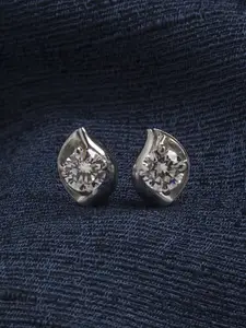 Clara Rhodium-Plated Silver-Toned Contemporary Studs