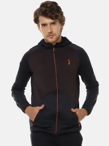 Campus Sutra Men Black & Brown Colourblocked Sporty Jacket