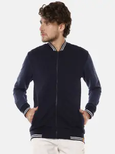 Campus Sutra Men Navy Blue Solid Regular Jacket