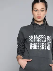HRX by Hrithik Roshan Women Charcoal Printed Sweatshirt