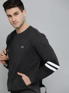 HRX by Hrithik Roshan Lifestyle Men Charcoal Grey Bio-Wash Solid Sweatshirt