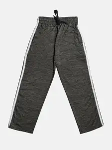 TINY HUG Boys Charcoal Grey Solid Straight-Fit Track Pants