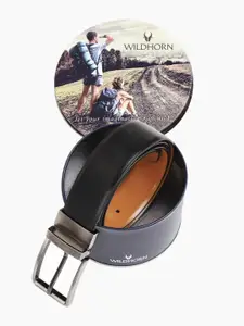 WildHorn Men Black Leather Reversible Formal Belt