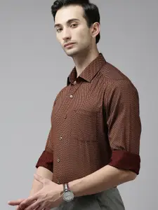 Arrow Men Brown Slim Fit Opaque Printed Formal Shirt