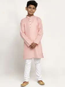 KRAFT INDIA Boys Pink & White Cotton Kurta with Pyjama