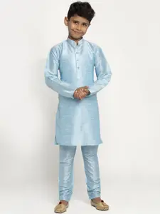 KRAFT INDIA Boys Blue Regular Silk Kurta with Pyjamas