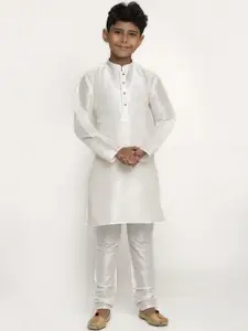 KRAFT INDIA Boys White Silk Kurta with Pyjamas