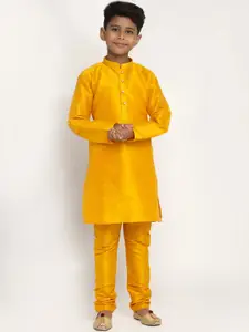 KRAFT INDIA Boys Mustard Yellow Silk Kurta with Churidar
