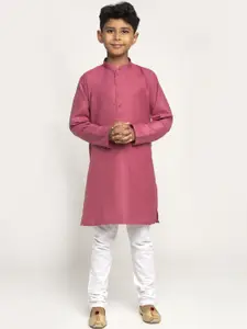 KRAFT INDIA Boys Pink & White Cotton Kurta with Pyjamas