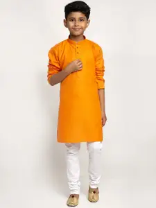 KRAFT INDIA Boys Orange & White Cotton Kurta with Churidar