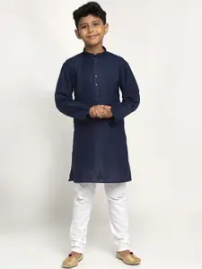KRAFT INDIA Boys Navy Blue & White Cotton Kurta with Pyjamas